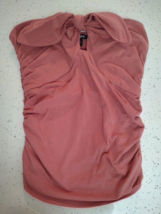 Express Tops - Express Dusty Rose Sleeveless Knot-Front Top